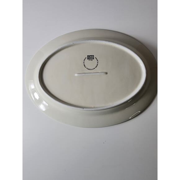 Vintage ASTA Japan Aszi Porcelain Oval Serving Platter Blue Yellow Floral 14" - Picture 2 of 7